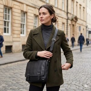 Danier Black Leather Messenger Bag